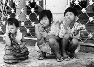 Lao children by temple