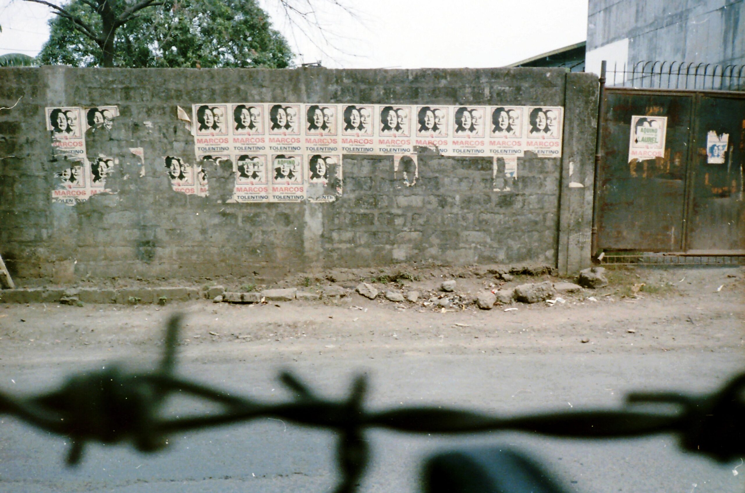 Election posters on wall opposite FEBC entrance