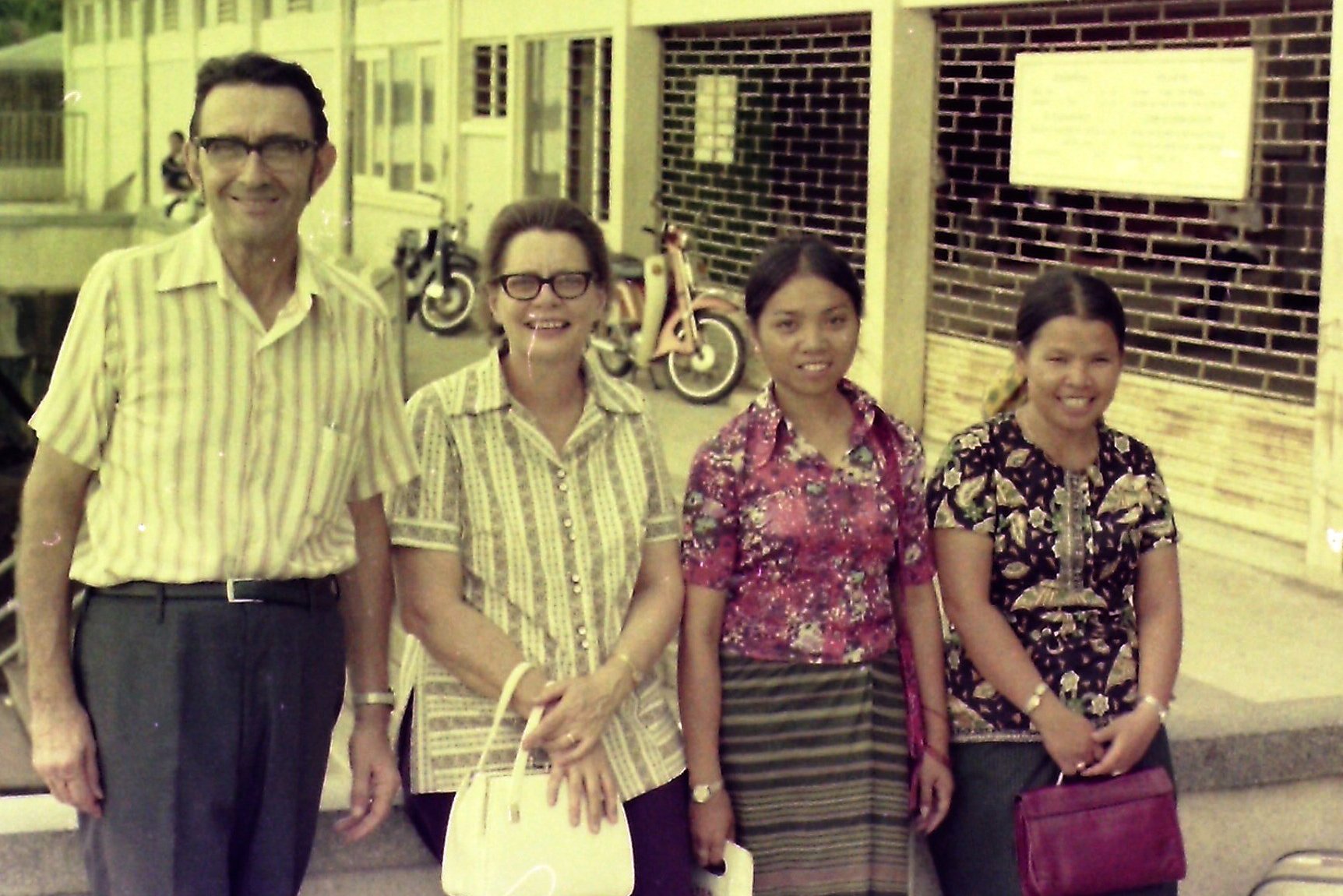 Frank in Nongkhai getting suitcases of clothes from Kheum and Big Sister, with Mac & Helen Sawyer