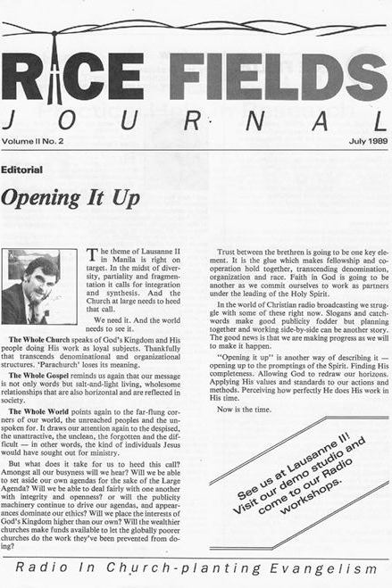 RICEFields Journal for Christian communicators in late 1980s